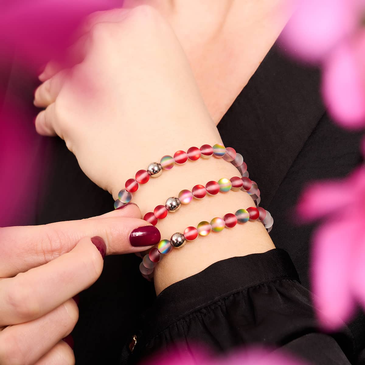 Granatapfel-Meerjungfrau-Glas x Rotes Schnurarmband